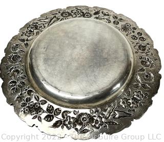 Antique Sterling Silver S. Kirk & Son Round Repousse Flower Platter Marked 925/1000. 14" in diameter, 988 grams