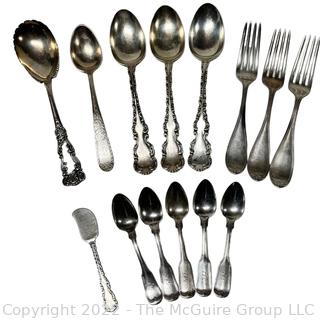 Fourteen (14) Pieces of Sterling Silver Flatware, Some Made by Henderson.  588 grams. 