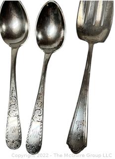 Eight (8) Pieces of Sterling Silver Flatware Including Five Spoons by Kirk & Son in the Mayflower Pattern (1846-1861) and Also Porter George Blanchard. 523g