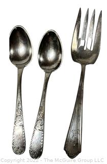 Eight (8) Pieces of Sterling Silver Flatware Including Five Spoons by Kirk & Son in the Mayflower Pattern (1846-1861) and Also Porter George Blanchard. 523g