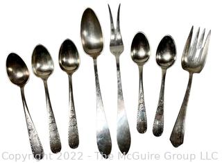 Eight (8) Pieces of Sterling Silver Flatware Including Five Spoons by Kirk & Son in the Mayflower Pattern (1846-1861) and Also Porter George Blanchard. 523g