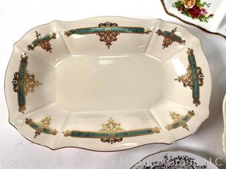 Four (4) Porcelain Serving Dishes and Platters