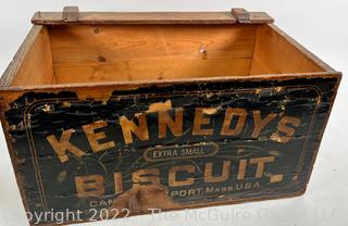 11 x 21 x 13"T Kennedys Wooden Biscuit Box with Decal "Favorite Milk Biscuit"