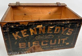 11 x 21 x 13"T Kennedys Wooden Biscuit Box with Decal "Favorite Milk Biscuit"