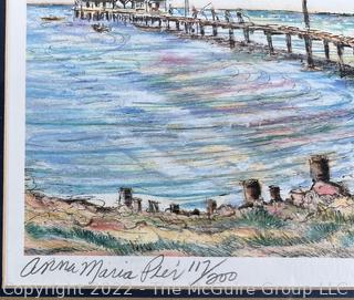 Framed Under Glass Signed and Numbered Print by Richard Capes of Santa Maria Pier, Florida.  16" x 23"