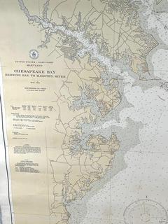 31 x 45" U.S. Coast Guard Map of the Eastern Shore of Maryland. Map# 550. From Herring Bay to Magothy River 