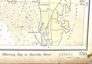 31 x 45" U.S. Coast Guard Map of the Eastern Shore of Maryland. Map# 550. From Herring Bay to Magothy River 