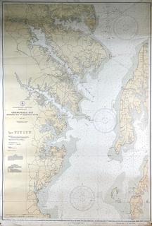 31 x 45" U.S. Coast Guard Map of the Eastern Shore of Maryland. Map# 550. From Herring Bay to Magothy River 