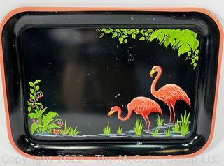 Two (2) Lithograph Frank’s Fruit Beverages Flamingos Metal Serving Trays