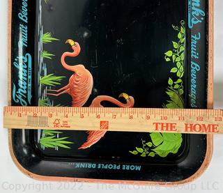 Two (2) Lithograph Frank’s Fruit Beverages Flamingos Metal Serving Trays