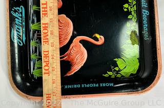 Two (2) Lithograph Frank’s Fruit Beverages Flamingos Metal Serving Trays