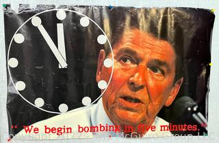 Ronald Reagan Poster "We Begin Bombing in Five Minutes".  Condition fair 23 x 35" 