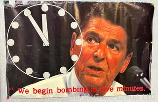 Ronald Reagan Poster "We Begin Bombing in Five Minutes".  Condition fair 23 x 35" 