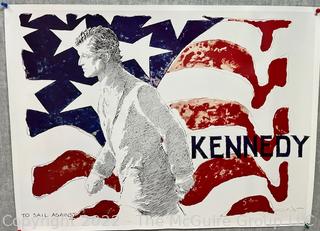 23 x 31" 1988 Edward Kennedy Presidential Campaign Poster "To Sail Against the Wind" 