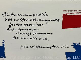 Pencil Signed and Numbered by Artist.  Poem by Michael Harrington. 1972 (Note: 5 of the 11 have a .5" discoloration on top left) 11 1/4 x 23 1/4"