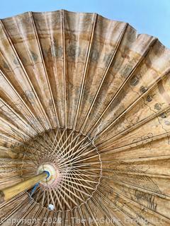 Vintage Japanese Bamboo & Paper Parasol 