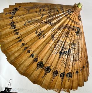 Vintage Japanese Bamboo & Paper Parasol 