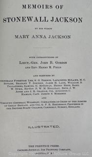 Book: "Memoirs of Stonewall Jackson by His Widow, Mary Anna Jackson. Illustrated. Published by The Prentice Press. 1895