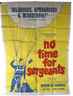 41 x 55" Promotional Paper Broadside of "No Time for Sergeants" Production starring Myron McCormick and James Holden at Washington DC's National Theatre 1958 