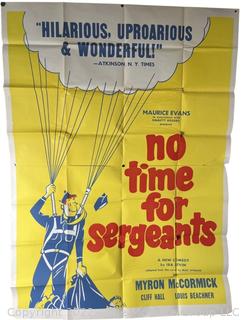 41 x 55" Promotional Paper Broadside of "No Time for Sergeants" Production starring Myron McCormick and James Holden at Washington DC's National Theatre 1958 