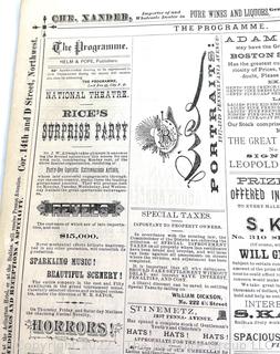 1880 Washington DC's National Theatre publication "The Programme".  Approx. 15 weeks 