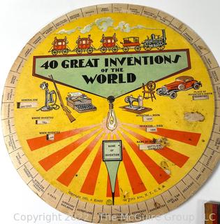 Collection of ephemera including vintage calendars and "40 Great Inventions of the World"