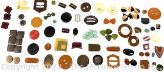 Mid-Century Collection of Vintage Buckles and Buttons including Bakelite