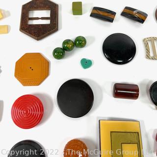 Mid-Century Collection of Vintage Buckles and Buttons including Bakelite