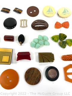 Mid-Century Collection of Vintage Buckles and Buttons including Bakelite