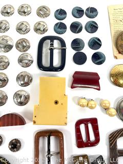 Mid-Century Collection of Vintage Buckles and Buttons including Bakelite