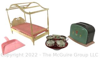 Vintage Barbie Bed Frame, Toaster, Coffee Set and Dust Pan 