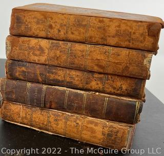 Books: (5) Leather Bound Books including "The Spectator". John Bouvier, printer. Published by Johnson and Warner 1810