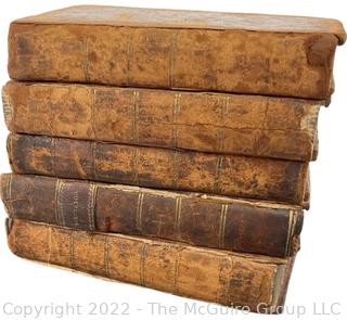 Books: (5) Leather Bound Books including "The Spectator". John Bouvier, printer. Published by Johnson and Warner 1810