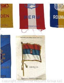 Eleven (11) 1900's Collector Egyptienne Luxury Tobacco Cigarette Silks Country Names, Flags and Crests