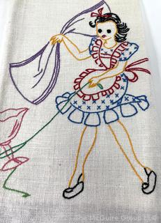 Hand Embroidered Days of the Week Kitchen Tea Towels