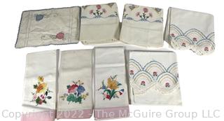 Group of Embroidered Items, Some with Discoloration from Storage. 