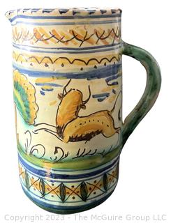 Hand Painted Pottery Pitcher with Handle