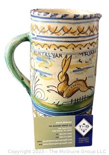 Hand Painted Pottery Pitcher with Handle