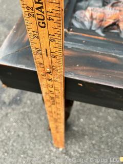 South East Asian Hand-Carved Teak Coffee Table with Glass Insert. Some Splitting in Top.  x 42 x 18"T 