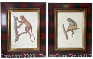 Two (2) Framed Prints of Monkeys, One Missing Glass.  Each measure 16" x 24"