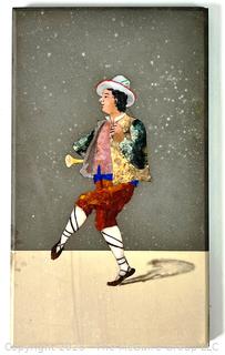 Italian Pietra Dura of Boy Dancing By Pierre Bazzanti Et Fils, Florence, Late 19th Century.  Label on Back.  4" x 6".  was 196