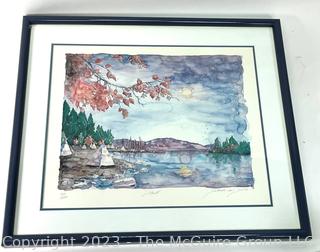 Framed Under Glass Signed and Numbered Color Print Entitled "Fall" By Deborah Von Zink (1957-2015). 21" x 18"