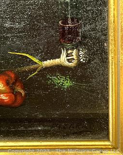 Two (2) Gilt Framed Oil on Board Still Lifes Signed Lower Left Pizarro, 6 1/2 x 7 1/2" 