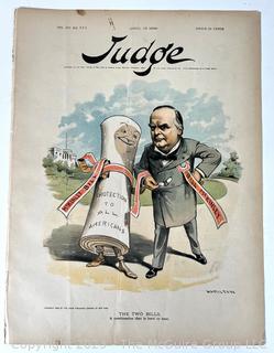 April 18th, 1896 Cover of Judge Magazine The Republican Humor Magazine "The Two Bills" Artist Hamilton