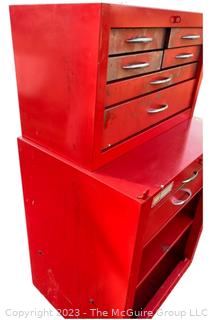 Sears Craftsman Red Metal Rolling Industrial Tool Box Chest Cart. 17" x 23" x 44"