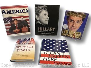 Five (5) Political Themed Books Including John Stewart, Stephen Colbert, Hillary Clinton. 