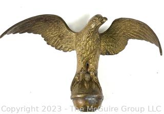 Antique Large Gilded Bronze Eagle Flag Topper Finial   