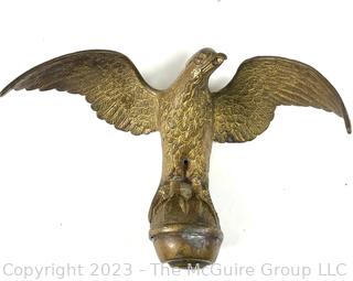 Antique Large Gilded Bronze Eagle Flag Topper Finial   