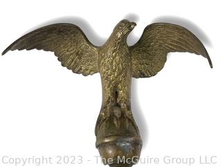 Antique Large Gilded Bronze Eagle Flag Topper Finial   