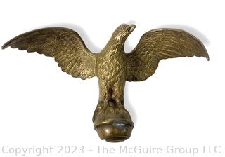 Antique Large Gilded Bronze Eagle Flag Topper Finial   